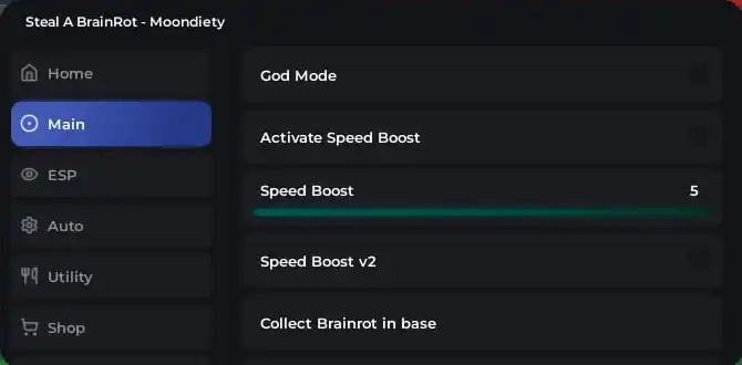 Скрипт на Укради Брейнрот — Moondiety Hub — God Mode, Auto Farm, Speed, ESP
